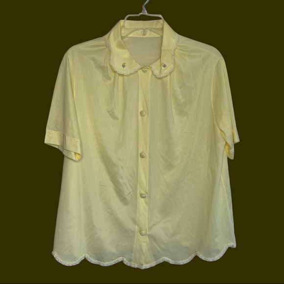 Vintage Henson Kickernick Lace Accent Button Front Pajama Top - Picture 1 of 6